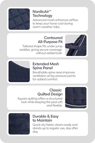 Equinavia Svalbard NordicAir Tech Horse Saddle Pad, Equestrian Saddle Pads - color: Navy