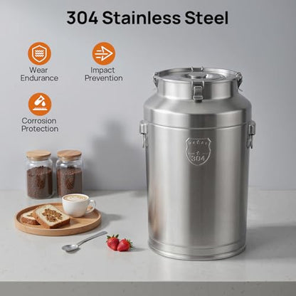 Stainless Steel Milk Barrel, 23 Gallon Milk Can Bucket - size: 23.3Gal