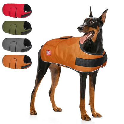 BEAUTYZOO Dog Winter Coat for X-Large Dogs, Waterproof Canvas Jackets - color: Khaki, size: XL(Chest Girth 34"-45", Back 24", Neck 24"-29")