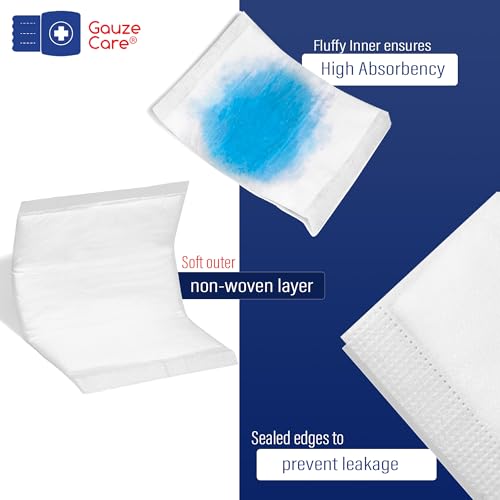 GauzeCare Sterile Abdominal- ABD Combine Pads| 24-Pack, 8x10 Inches| Extra Absorbent & Thick, Individually Wrapped Wound Dressing, First Aid Pads| Surgical-Grade, Nonstick- for Heavy Leakage, Post Op - size: 8"x10" (24 Pads)