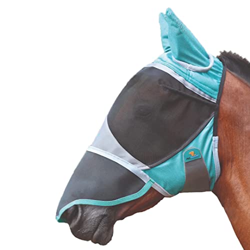 Shires Fly Guard Deluxe Fly Mask with Ears & Nose (Green, Extra Full)