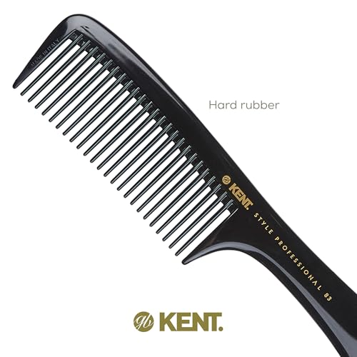 Kent SPC83 Black Salon-Style Barber Comb and Dressing Cutting Detangler with Wide Teeth - Professional Barber Wide Tooth Comb for Styling for Medium and Thick. Ergonomic Grip for Daily Use. - size: SPC83