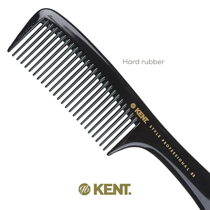 Kent SPC83 Black Salon-Style Barber Comb and Dressing Cutting Detangler with Wide Teeth - Professional Barber Wide Tooth Comb for Styling for Medium and Thick. Ergonomic Grip for Daily Use. - size: SPC83