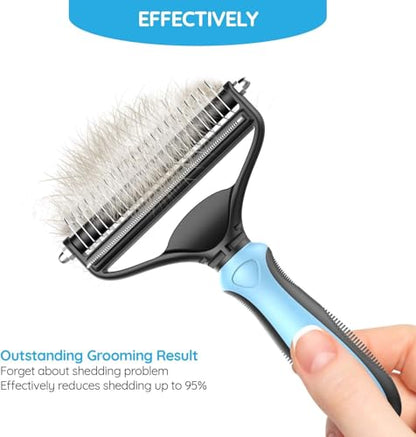 Pet Grooming Tool, 2 Sided Cat and Dog Brush for Shedding, Dual Head Comb