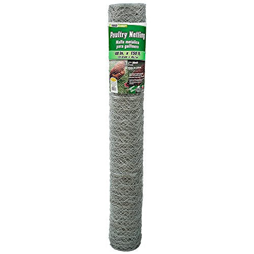 YARDGARD 2 Inch Poultry Netting, Chicken Wire Fence, 20 Gauge Galvanized Steel, Rabbit Fencing, Bird Enclosures, Garden Protection and Plant Support, 48 Inches x 150 Feet - size: 48 Inches x 150 Feet