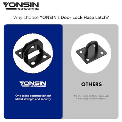 7-1/2" Door Padlock Safety Hasp Latch Heavy Duty, Door Hasp Clasp Lock Gate Shed Hasp Latch Lock for Door Window Fence Gate Barn, 304 Stainless Steel, Thickness 1/8”, Black, 1 Pack - size: 7-1/2 Inch