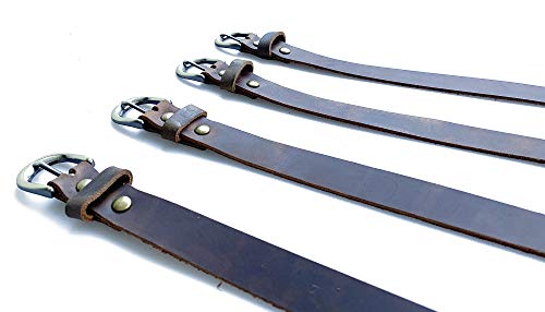 Jeereal Genuine Leather Stirrup Straps (4 Pack) with Metal Buckle Adjustable Length - color: Dark Brown