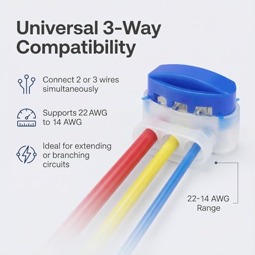 GWHOLE 30pcs 3-Way Waterproof Wire Connectors for 22-14AWG Cables - color: 30PCS