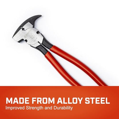 Crescent Dipped Handle, Heavy-Duty Solid Joint Fence Tool Pliers - Premium Wire Cutter & Staple Puller - 193410CVNN-05-10", Red