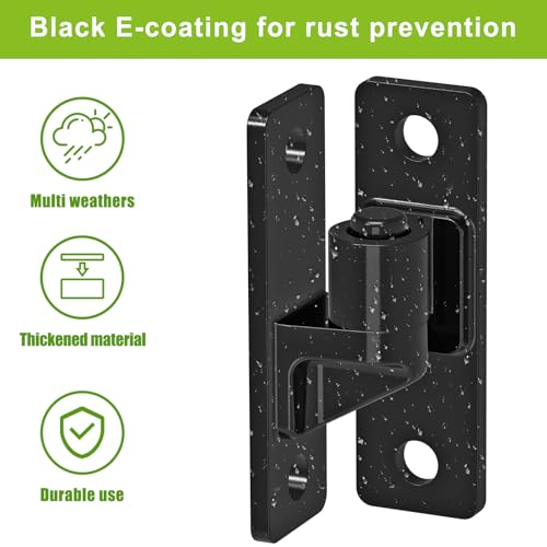 4.9" Heavy Duty Gate Hinges, Wall Mount Female Male Hinges | 4 Pairs, Electroplated 6mm Steel Design, Provides Stable Support, Smooth Opening and Closing for Wooden Fences and Farm Gates - color: Black, 4 Pack