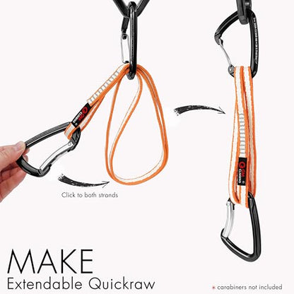 GM CLIMBING 11mm UHMWPE Sling Runner 22kN CE UIAA Certified - color: Orange, size: 12" | 3 Pack