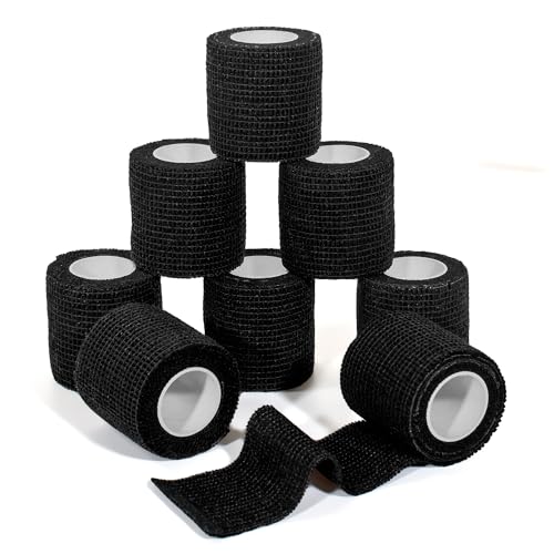 Self Adhesive Bandage Wrap,Bandage Tape,Medical Tape,Vet Tape - color: Black, size: 2inch*8rolls