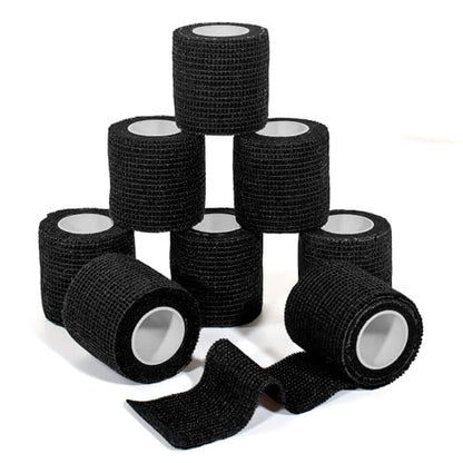 Self Adhesive Bandage Wrap,Bandage Tape,Medical Tape,Vet Tape - color: Black, size: 2inch*8rolls