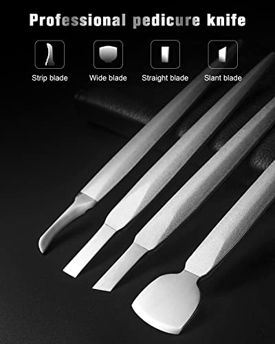 FERYES Pedicure Knife Ingrown Toenail Kit, 7 PCS Professional Pedicure Tool Toenail Grooming Kit, Top Notch Foot Blade, Super Sharp Toenail Clippers (Leather case included) - size: 7PCS