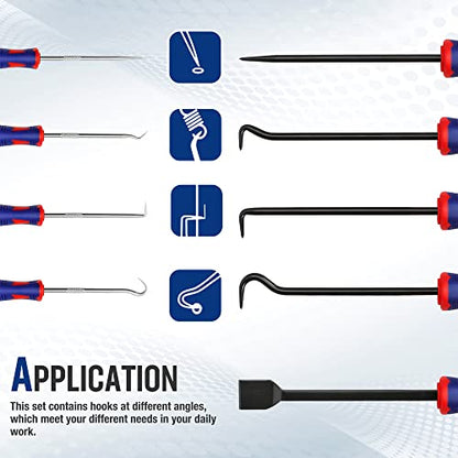 WORKPRO 9PCS Precision Pick & Hook Set with Scraper - size: Small