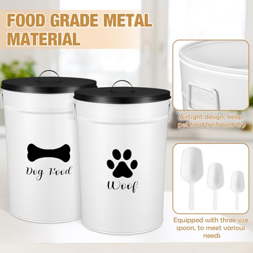 DoubleFill Extra Large 30 lb Metal Dog Food Storage Containers, White - color: White, size: Extra Large 30 lb