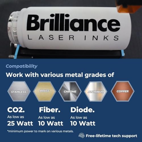 Brilliance Laser Inks 12 Oz Laser Marking Spray - Black, Permanent High Contrast Metal Marker Aerosol for Fiber, YAG, Diode, and CO2 Laser Engraver Machine, BLI101 - color: 1 Pcs