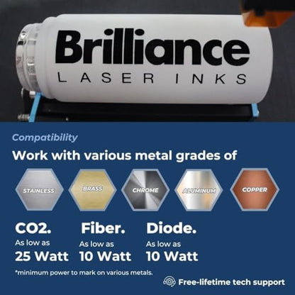 Brilliance Laser Inks 12 Oz Laser Marking Spray - Black, Permanent High Contrast Metal Marker Aerosol for Fiber, YAG, Diode, and CO2 Laser Engraver Machine, BLI101 - color: 1 Pcs