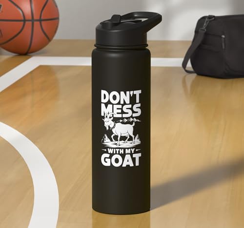 Don´t Mess With My Goat Cute Coat Pygmy Goat Farmer Stainless Steel Insulated Water Bottle - color: Black