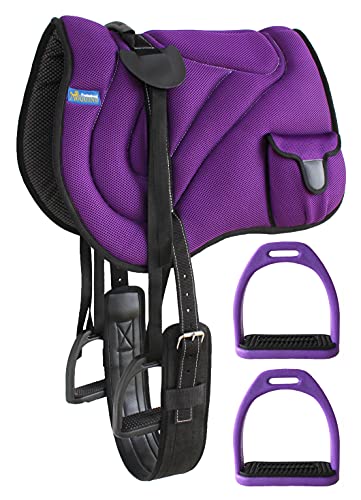 Horse Western Breathable Padded Anti-Slip Neoprene Bareback Saddle Pad 39194 - color: Purple/Black, size: Bareback Pad: 23" L x 36" W Cinch: 32" L x 4" W