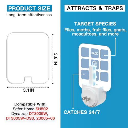 40 Pcs Sticky Refill Glue Cards, Replacement Glue Boards, Compatible with Safer Home SH502, Dynatrap DT3005W-DS3, DT23005-06, Targets Moth, Fly, Mosquito, Gnat and More, Extremely Sticky, Value Pack - color: White
