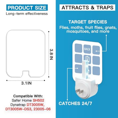 40 Pcs Sticky Refill Glue Cards, Replacement Glue Boards, Compatible with Safer Home SH502, Dynatrap DT3005W-DS3, DT23005-06, Targets Moth, Fly, Mosquito, Gnat and More, Extremely Sticky, Value Pack - color: White