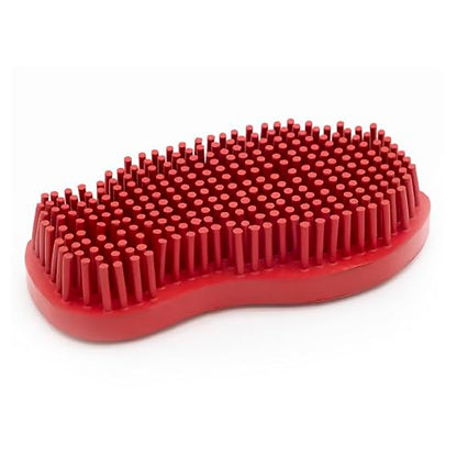 Grewal Equestrian Snuggy Groomer Soft Teeth Rubber Groomer Curry (Red) - color: Red