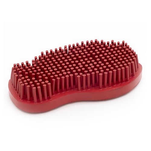 Grewal Equestrian Snuggy Groomer Soft Teeth Rubber Groomer Curry (Red) - color: Red