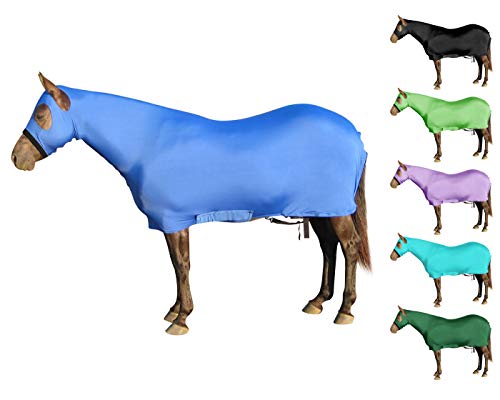 Derby Originals Comfy Stretch Lycra Sleazy Slicker Full Head and Body Sheet with Zipper – 6-Month Warranty - color: Royal Blue, size: Small Pony (54" - 58")