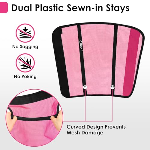 Fly Boots for Horses Set of 4 – Innovative Curved-Edge Design, Anti-Sag Stays, Breathable Mesh Leg Protection, Reduces Stomping & Fatigue, Comfort Fit for Medium to Large Horses - Pink