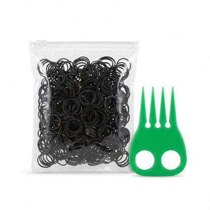 Horse Mane Braiding and banding Kit Mane/Tail Rubber Bands, Braid Aid Braiding Comb (Brown Band/Green Comb) - color: Brown Band/Green Comb