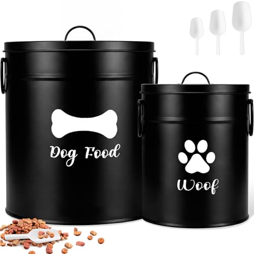 DoubleFill Extra Large 23+10 lb Metal Dog Food Storage Containers, Black - color: Black, size: Extra Large 23+10 lb