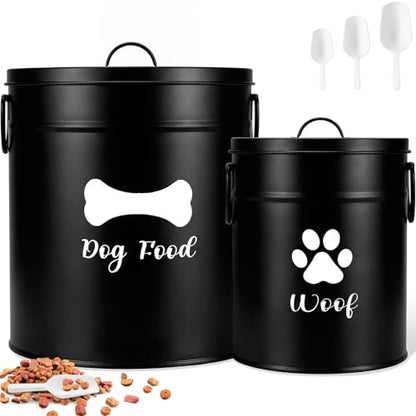 DoubleFill Extra Large 23+10 lb Metal Dog Food Storage Containers, Black - color: Black, size: Extra Large 23+10 lb