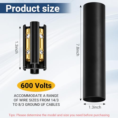 1 Set Underground Wire Splice Kit Suit Includes Connectors and Shrink Tube Electrical Cable for 14/3 to 8/3 Range Direct Burial Uf Wire Handle up to 600 Volts Maximum