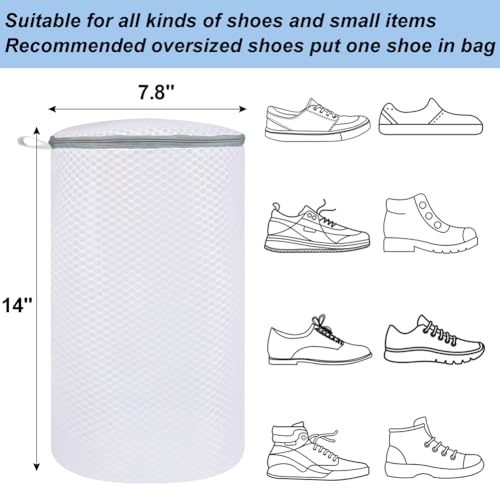 Vivifying Shoe Washing Machine Bag, 2 Pack Honeycomb Mesh Laundry Bag with Zipper for Sneakers, Running Shoes, Sock, Bras, Delicates and Toys - size: 2 Shoe Bags (7.8" x 14")