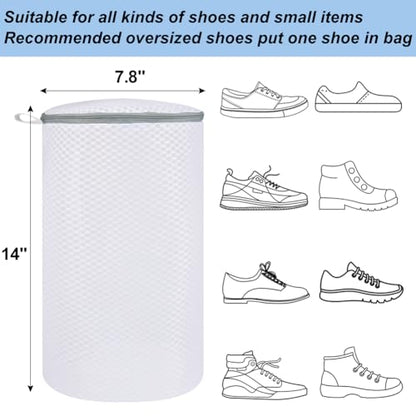 Vivifying Shoe Washing Machine Bag, 2 Pack Honeycomb Mesh Laundry Bag with Zipper for Sneakers, Running Shoes, Sock, Bras, Delicates and Toys - size: 2 Shoe Bags (7.8" x 14")