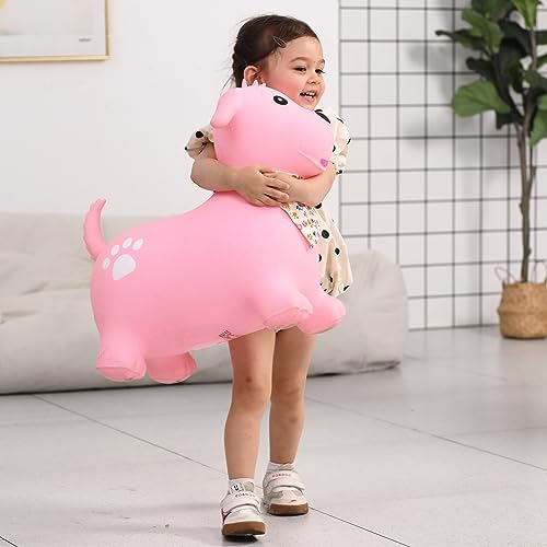 INPANY Bouncy Dog Hopper for Toddlers, Gifts Toy for Kid, Pump Included | Eco-Friendly PVC, Low Center Gravity, Cute Cartoon Design, Load 100 Lbs, Learn & Exercise & Active Fun, Gifts for 1-3 Kids - color: Pink Dog