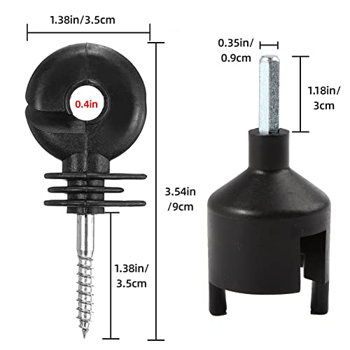 100Pcs Black Electric Fence Insulator Screw-in Insulator Fence Ring Post Wood Post insulators and 1 Pc Free Insulator Socket Tool(Grid System Accessories for Animal Husbandry Electronic) - style: M1