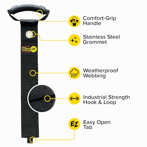 Easy-Carry Wrap-It Storage Straps - 36” (2-Pack) Black with Grommet - color: Black, size: 36" (2 Pack) with Grommet