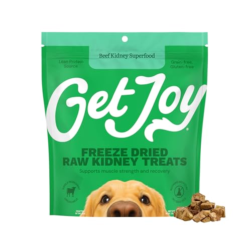Get Joy Freeze Dried 100% Beef Kidney Dog Treats, 16oz | Single Ingredient Organ Meat, High Protein Raw Dog Food Topper, Snack & Training Rewards | Grain Free, Gluten Free, Filler Free - size: 1 Pound (Pack of 1)