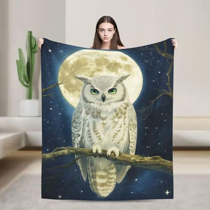 Owl Soft Cozy Blanket Owls Moon Throw Blanket Super Plush Warm Stuff Lightweight Fleece Flannel Blankets Gifts for Women Girls Kids Adults 50"X40" - color: Owl, size: 50"x40"