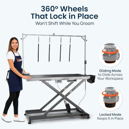 KANIS Professional Electric Dog Grooming Table - Heavy Duty - color: GREY, size: 60"