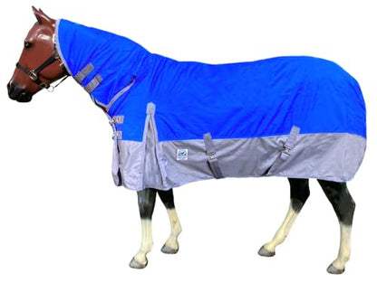 2000 Denier Combo Neck Waterproof Turnout Sheet - color: Royal Blue - Grey, size: 72