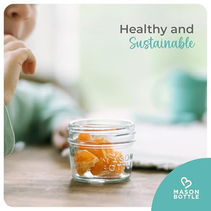 Mason Bottle Glass Breastmilk Storage Jars with Airtight Lids, 4oz,12-Pack | Deep Ocean Lead-Free Glass Jars Set, Leakproof Lids, Stackable, Freezable For Breast Milk, Baby Food Storage Containers - size: 4oz Jar Set (12 Pack)