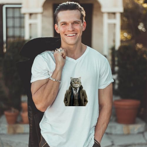 arricraft 9 Sheets Anthropomorphic Cat Iron on Stickers, Street Hip-Hop Cat Pattern Print Transfer Stickers Decals for DIY T-Shirt Jeans Backpacks Families Clothing Hat Decoration Applique - style: Street Hip-Hop Cat Theme