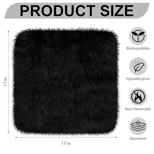 Drydiet 2 Pcs Natural Sheepskin for Bed Sores 17x17 in,Square,Black - color: Black, style: Square