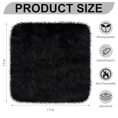 Drydiet 2 Pcs Natural Sheepskin for Bed Sores 17x17 in,Square,Black - color: Black, style: Square