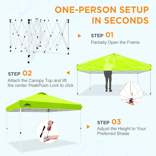 EAGLE PEAK 12x12 Pop Up Canopy Tent Easy Up Canopy Outdoor, Neon Green - color: Neon Green, size: 12x12