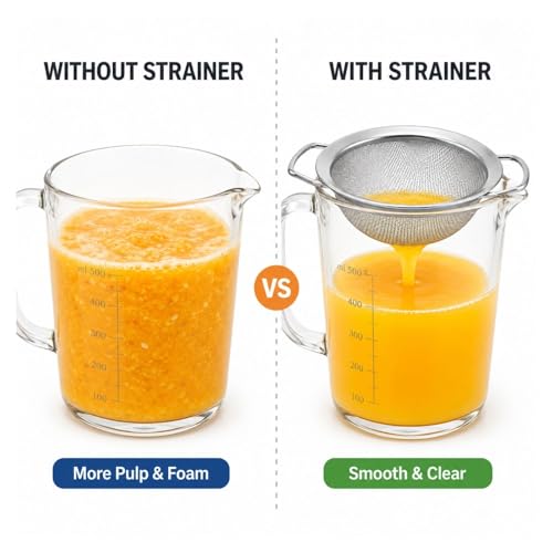 Juice Strainer for Nama J2 Cold Press Juicer, Fine Mesh Pulp Strainer After Juicing, 304 Stainless Steel Secondary Filter with Dual Handles, Easy Clean Juice Sieve for Cups and Pitchers
