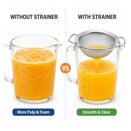 Juice Strainer for Nama J2 Cold Press Juicer, Fine Mesh Pulp Strainer After Juicing, 304 Stainless Steel Secondary Filter with Dual Handles, Easy Clean Juice Sieve for Cups and Pitchers